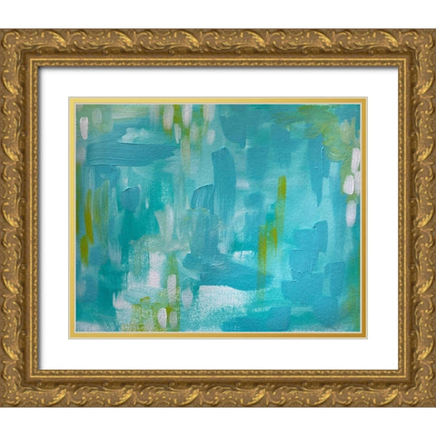 Blue Gold Ornate Wood Framed Art Print with Double Matting by Wieners, Valerie