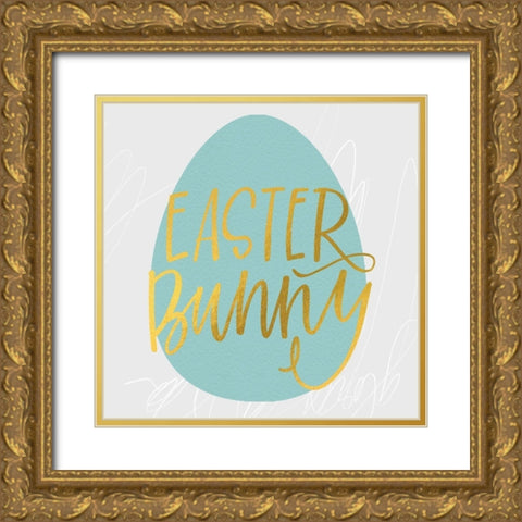 Easter Bunny Gold Ornate Wood Framed Art Print with Double Matting by Wieners, Valerie