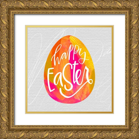 Happy Easter Gold Ornate Wood Framed Art Print with Double Matting by Wieners, Valerie