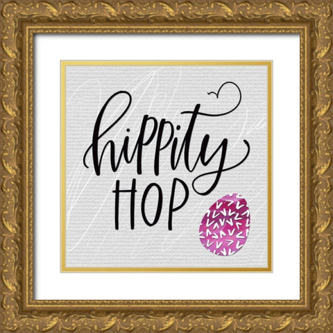 Hippity Hop Gold Ornate Wood Framed Art Print with Double Matting by Wieners, Valerie