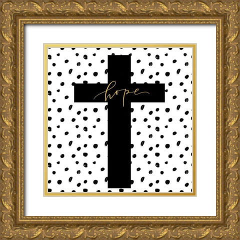 Hope Cross Gold Ornate Wood Framed Art Print with Double Matting by Wieners, Valerie