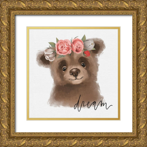 Dream Bear Gold Ornate Wood Framed Art Print with Double Matting by Wieners, Valerie