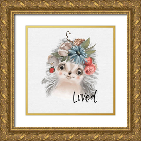 Loved Hedgehog Gold Ornate Wood Framed Art Print with Double Matting by Wieners, Valerie