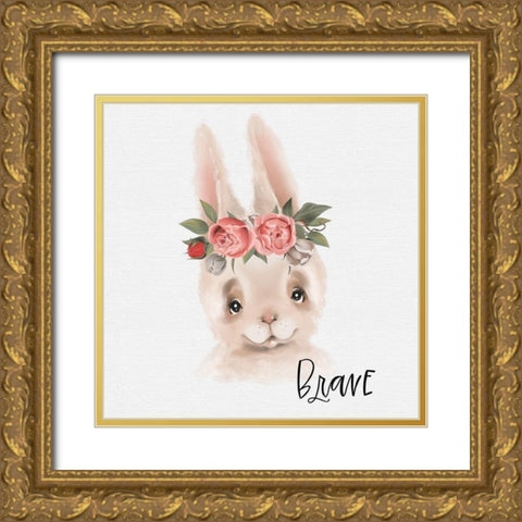 Brave Rabbit Gold Ornate Wood Framed Art Print with Double Matting by Wieners, Valerie