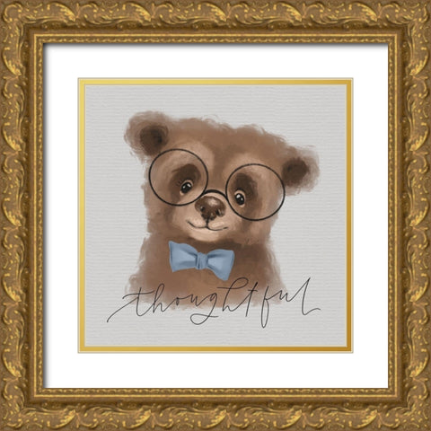 Thoughtful Bear Gold Ornate Wood Framed Art Print with Double Matting by Wieners, Valerie