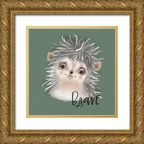 Brave Hedgehog Gold Ornate Wood Framed Art Print with Double Matting by Wieners, Valerie