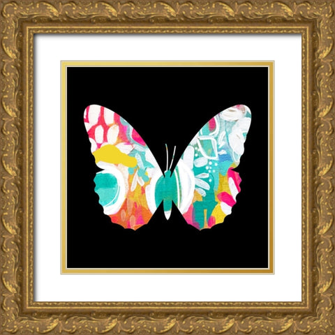 Butterfly Gold Ornate Wood Framed Art Print with Double Matting by Wieners, Valerie