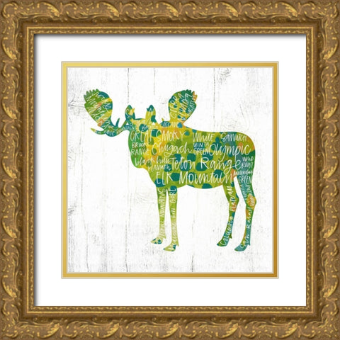 Moose Gold Ornate Wood Framed Art Print with Double Matting by Wieners, Valerie