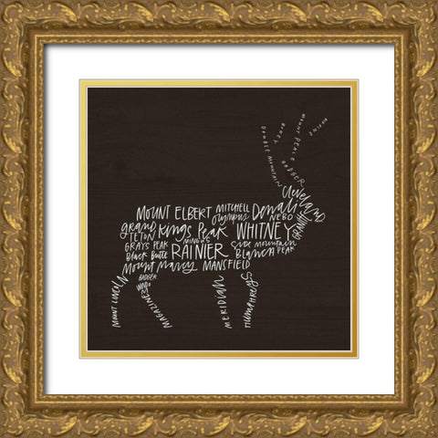 Elk Lodge Gold Ornate Wood Framed Art Print with Double Matting by Wieners, Valerie