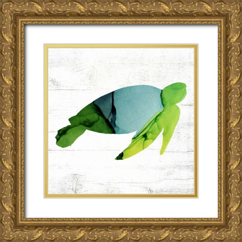 Sea Turtle Gold Ornate Wood Framed Art Print with Double Matting by Wieners, Valerie