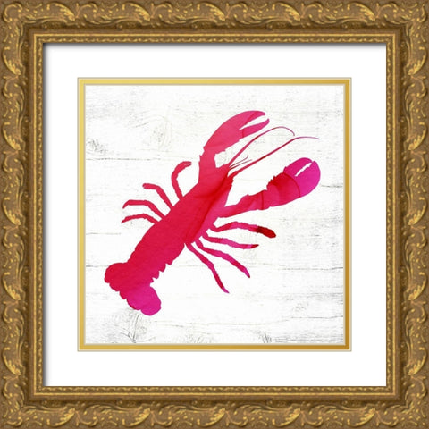 Lobster Gold Ornate Wood Framed Art Print with Double Matting by Wieners, Valerie