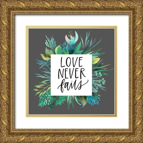 Love Never Gold Ornate Wood Framed Art Print with Double Matting by Wieners, Valerie