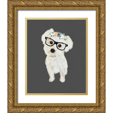 Morkie Gold Ornate Wood Framed Art Print with Double Matting by Wieners, Valerie