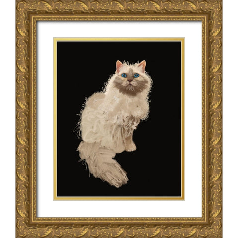 Cat Gold Ornate Wood Framed Art Print with Double Matting by Wieners, Valerie