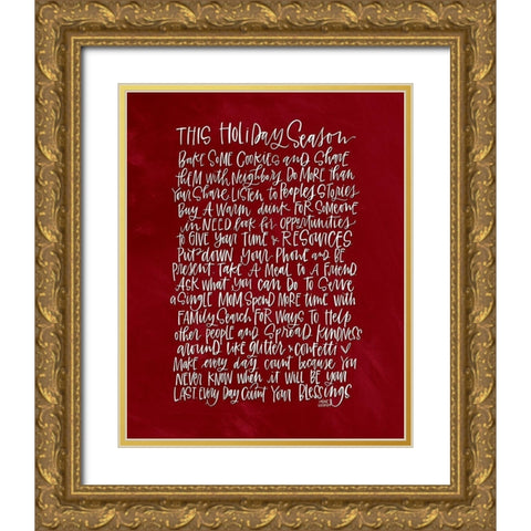 Holiday Season Gold Ornate Wood Framed Art Print with Double Matting by Wieners, Valerie