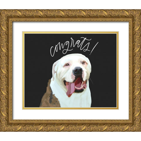 Congrats Gold Ornate Wood Framed Art Print with Double Matting by Wieners, Valerie