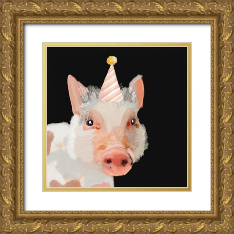 Pig Gold Ornate Wood Framed Art Print with Double Matting by Wieners, Valerie