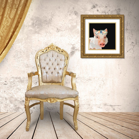 Pig II Gold Ornate Wood Framed Art Print with Double Matting by Wieners, Valerie