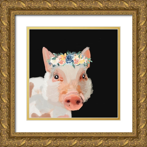 Pig II Gold Ornate Wood Framed Art Print with Double Matting by Wieners, Valerie