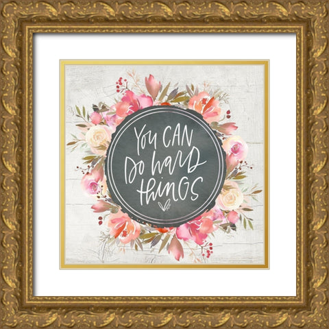 Hard Things Gold Ornate Wood Framed Art Print with Double Matting by Wieners, Valerie