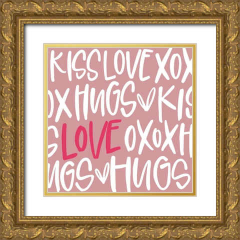 Hugs Gold Ornate Wood Framed Art Print with Double Matting by Wieners, Valerie