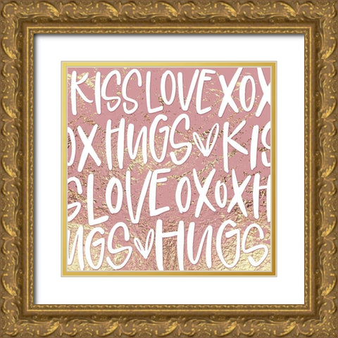 Hugs Pattern Gold Ornate Wood Framed Art Print with Double Matting by Wieners, Valerie