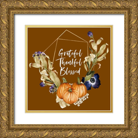 Grateful Fall Gold Ornate Wood Framed Art Print with Double Matting by Wieners, Valerie