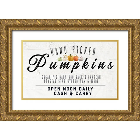 Hand Picked Pumpkin Gold Ornate Wood Framed Art Print with Double Matting by Wieners, Valerie