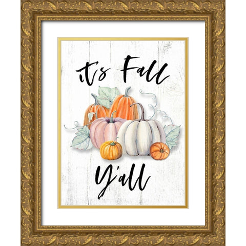 Fall Yall Gold Ornate Wood Framed Art Print with Double Matting by Wieners, Valerie