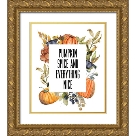 Pumpkin Spice Gold Ornate Wood Framed Art Print with Double Matting by Wieners, Valerie
