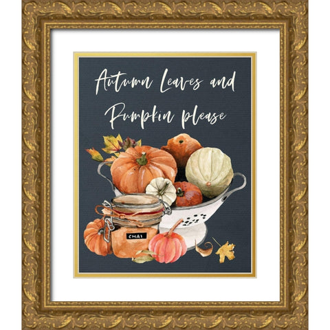 Autumn Leaves Gold Ornate Wood Framed Art Print with Double Matting by Wieners, Valerie