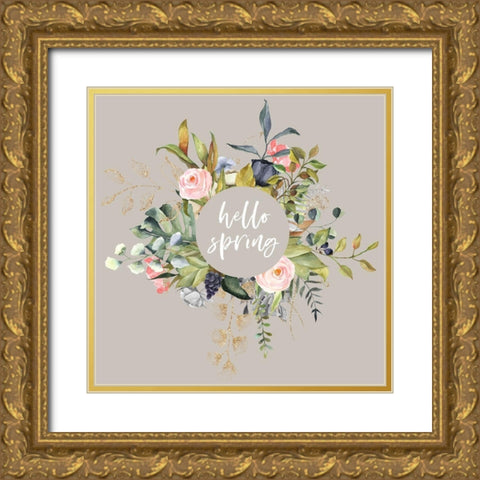 Hello Spring II Gold Ornate Wood Framed Art Print with Double Matting by Wieners, Valerie