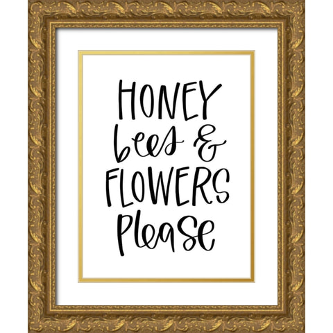 Honey Bees Gold Ornate Wood Framed Art Print with Double Matting by Wieners, Valerie