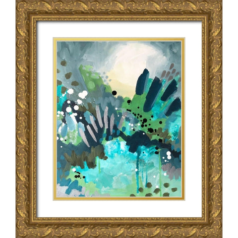 Blue Gold Ornate Wood Framed Art Print with Double Matting by Wieners, Valerie