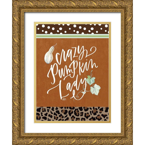 Crazy Pumpkin Lady Gold Ornate Wood Framed Art Print with Double Matting by Wieners, Valerie