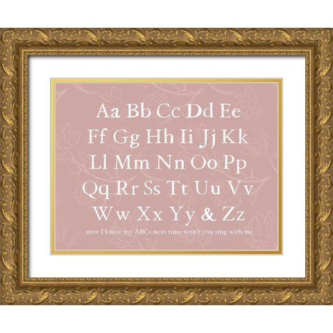 Floral ABCs Gold Ornate Wood Framed Art Print with Double Matting by Wieners, Valerie