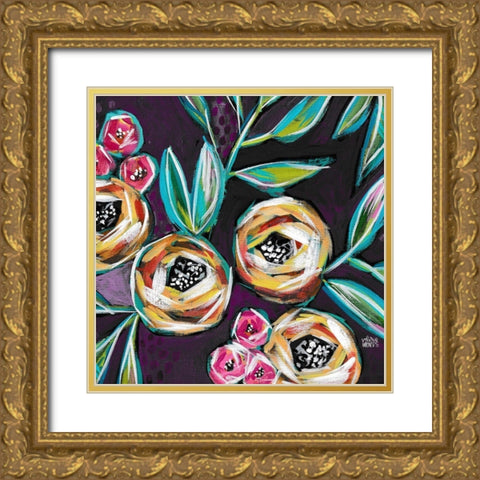 Purple Floral I Gold Ornate Wood Framed Art Print with Double Matting by Wieners, Valerie