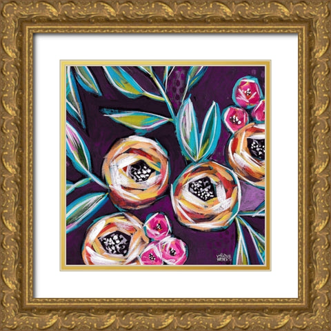Purple Floral II Gold Ornate Wood Framed Art Print with Double Matting by Wieners, Valerie