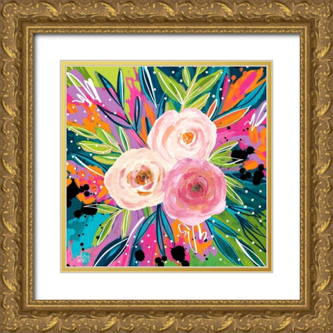Pink Floral II Gold Ornate Wood Framed Art Print with Double Matting by Wieners, Valerie