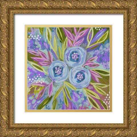 Purple Painted Floral Gold Ornate Wood Framed Art Print with Double Matting by Wieners, Valerie