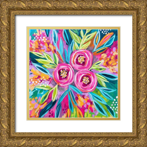 Painted Floral Gold Ornate Wood Framed Art Print with Double Matting by Wieners, Valerie