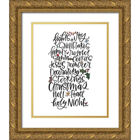 Christmas Gold Ornate Wood Framed Art Print with Double Matting by Wieners, Valerie