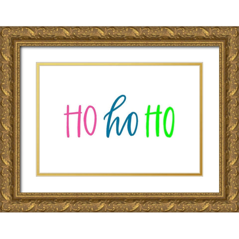 Ho Ho Ho Gold Ornate Wood Framed Art Print with Double Matting by Wieners, Valerie