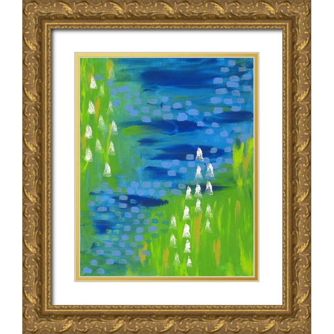 Green Gold Ornate Wood Framed Art Print with Double Matting by Wieners, Valerie