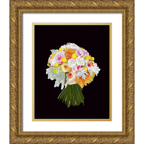 Bouquet Gold Ornate Wood Framed Art Print with Double Matting by Wieners, Valerie