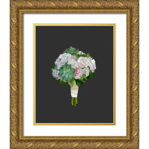 Succulent Bouquet Gold Ornate Wood Framed Art Print with Double Matting by Wieners, Valerie