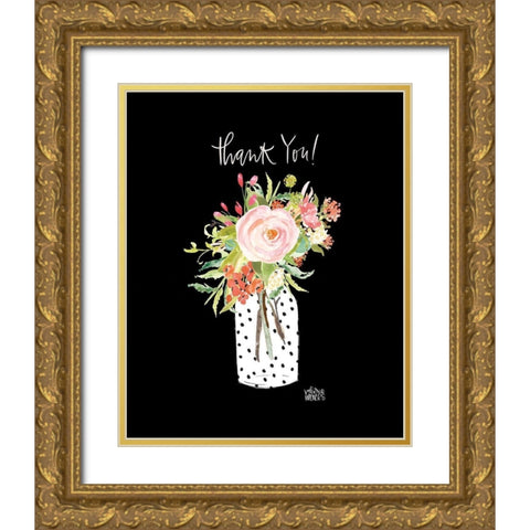 Thank You Gold Ornate Wood Framed Art Print with Double Matting by Wieners, Valerie