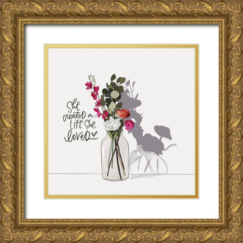 She Created a Life Gold Ornate Wood Framed Art Print with Double Matting by Wieners, Valerie