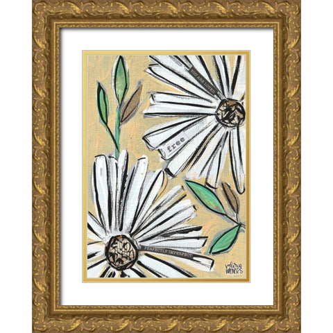 Floral Collage Gold Ornate Wood Framed Art Print with Double Matting by Wieners, Valerie