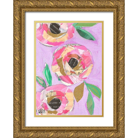 Floral Collage Gold Ornate Wood Framed Art Print with Double Matting by Wieners, Valerie